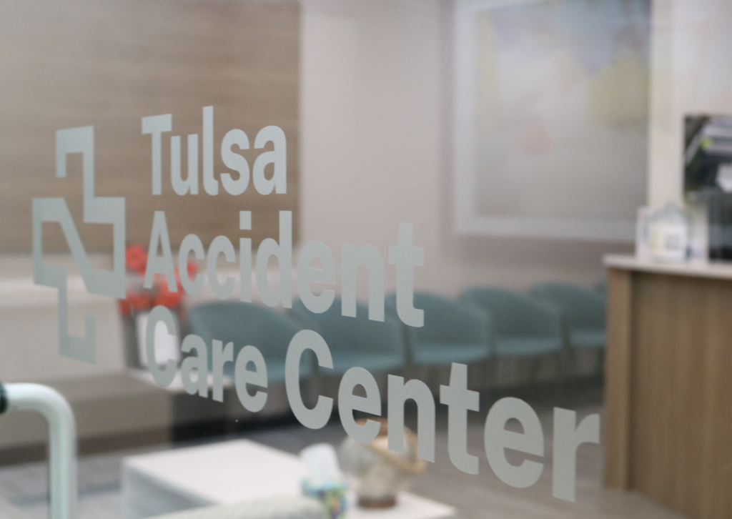 Lobby door at Tulsa Accident Care Center, Tulsa's premier car accident recovery center.